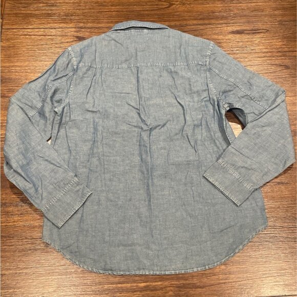 NWT Madewell Men's M Chambray Button-Up Shirt Cotton-Linen Blend Lorena Wash - Picture 3 of 7